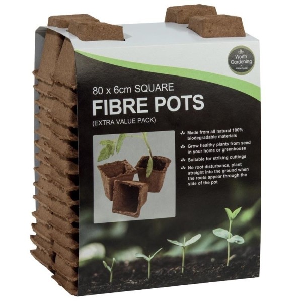 80 pots carrés en fibre de 6 cm (pack extra value)