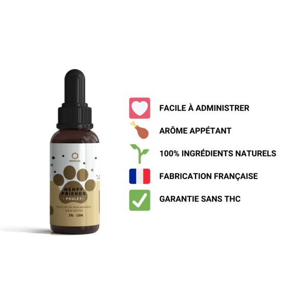 Huile CBD animaux 3% poulet | NOVALOA