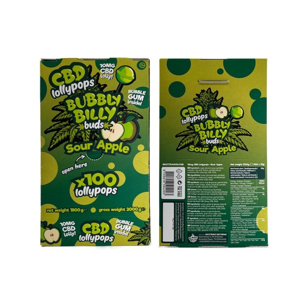 Sucette CBD pomme - 100 pcs | BUBBLY BILLY