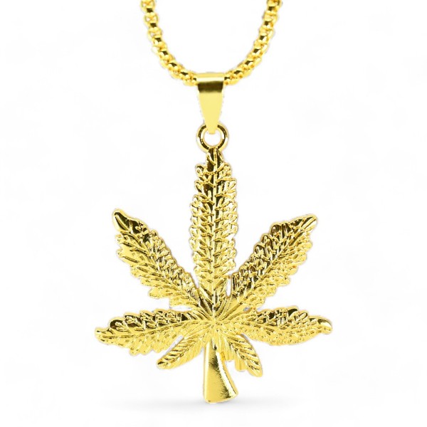 Collier Feuille de Cannabis Dorée