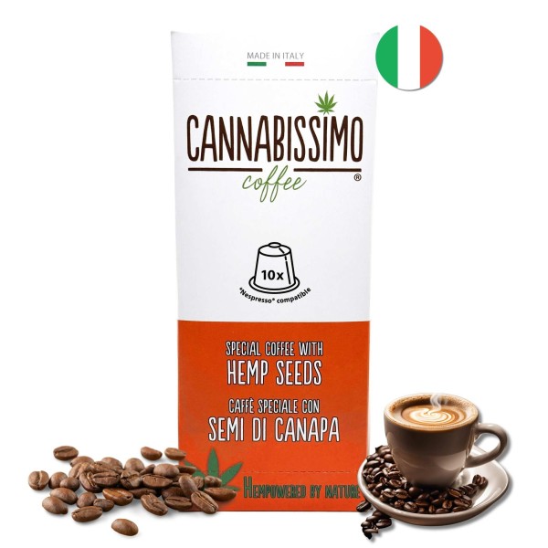 Café aux graines de chanvre Cannabissimo - 10 capsules