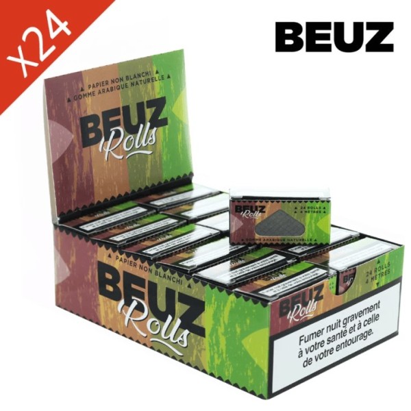 Boite de 24 Rouleaux de feuille Slim BROWN Non Blanchi BEUZ