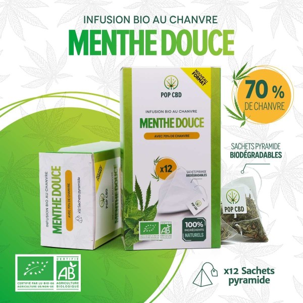 Tisane CBD bio menthe douce - sachets | POP CBD