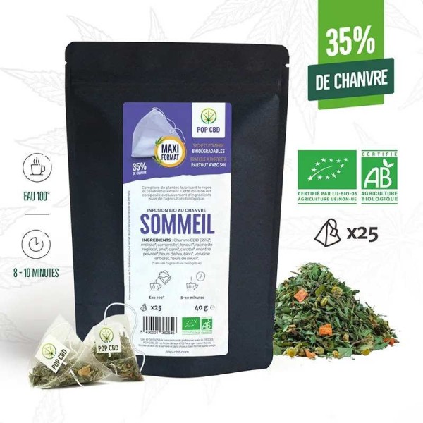 Tisane CBD bio sommeil - sachets | POP CBD